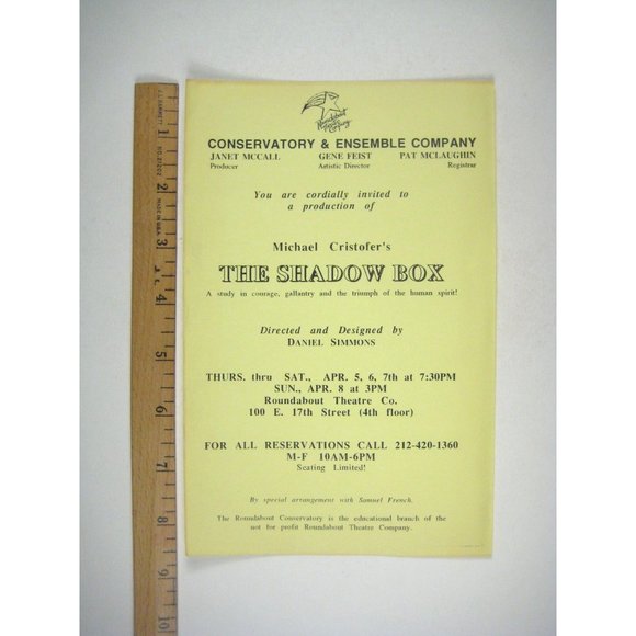Michael Cristoff The Shadow Box FLYER NYC Theatre Roundabout - Picture 2 of 3